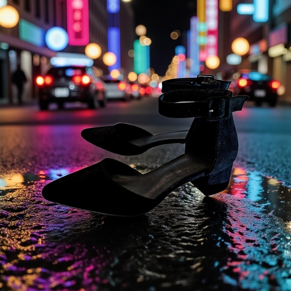SALE!! Black Suede Chucky Heels Size 39 by Style and Company Free Shipping - Picture 4 of 5